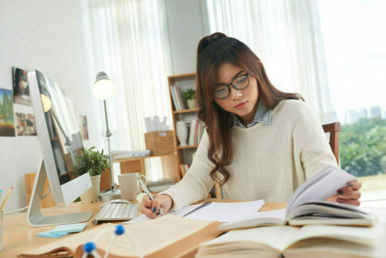 Teen doing homework