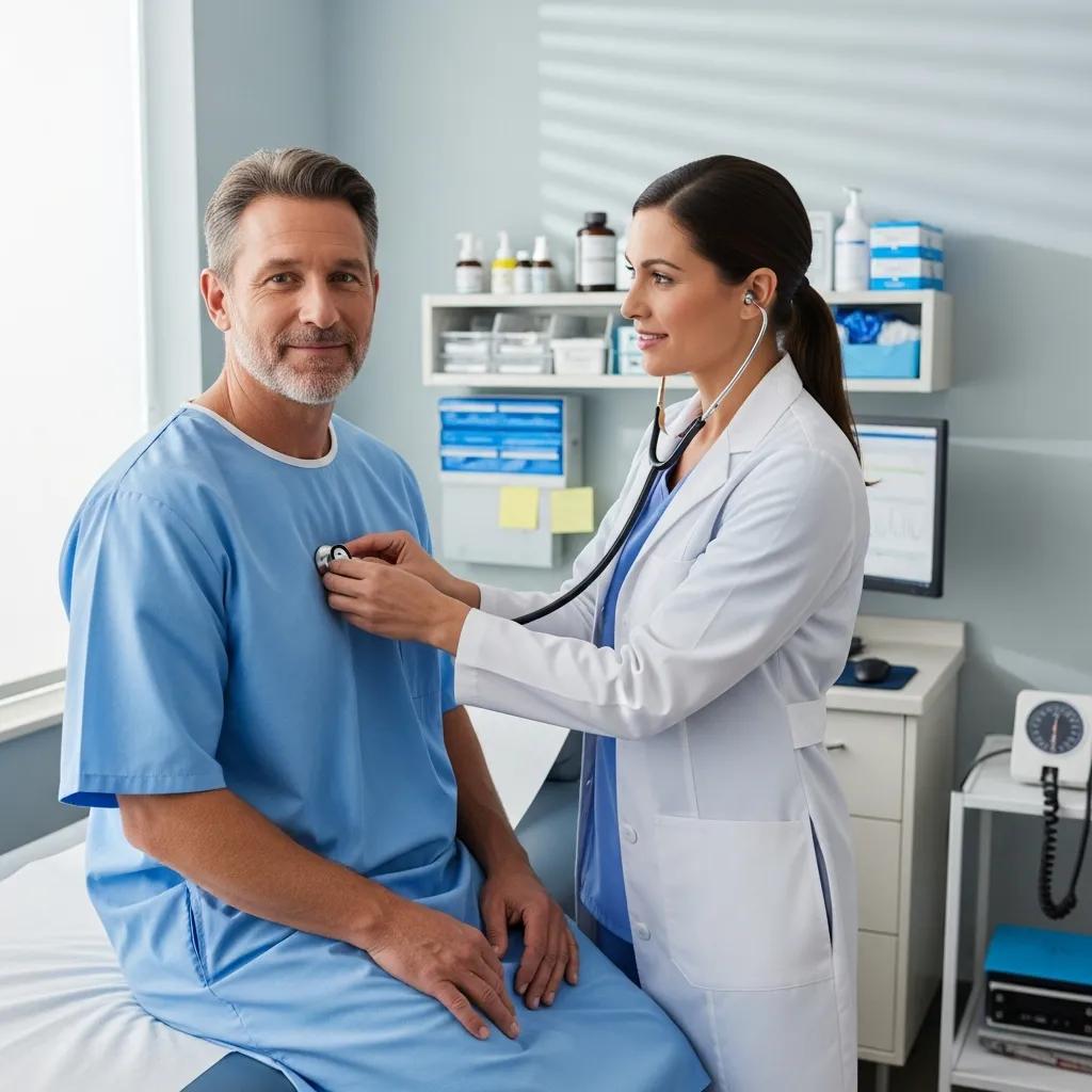 Healthcare professional performing an annual health examination with a patient, emphasizing early disease detection